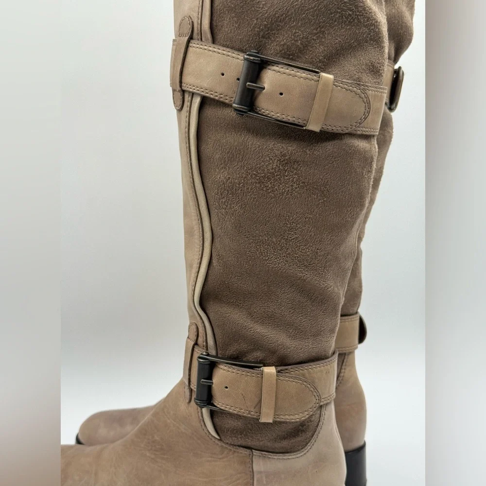 Cole Haan Riding Boots Leather Nike Air Avalon Tall Boots Taupe Leather 6B - Picture 16 of 16